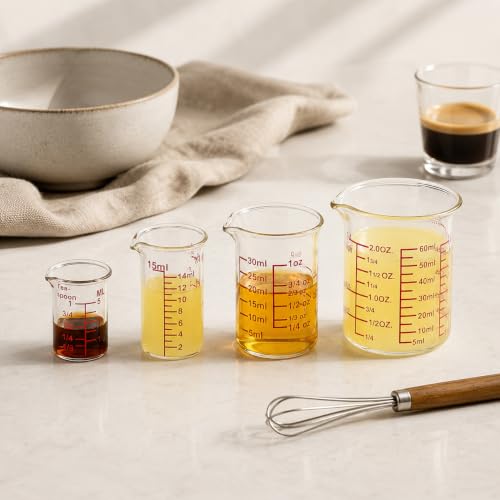 Mini Borosilicate Glass Measuring Cup Set (5ML/15ML/30ML/60ML Measuring Cup Set)
