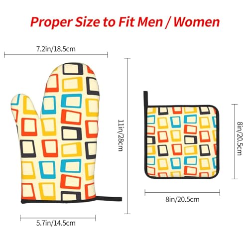 Mid Century Modern Oven Mitts and Pot Holders Sets of 3 (Modern Retro)