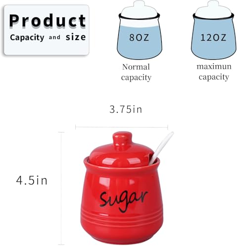 12oz Ceramic Sugar Bowl with Lid and Spoon