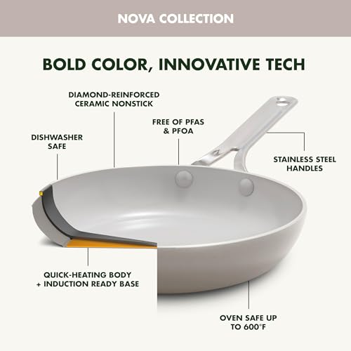 Nova 10” Frying Pan Skillet and 4.37QT Sauté Pan with Lid (3 Piece Cookware Set / Clay)