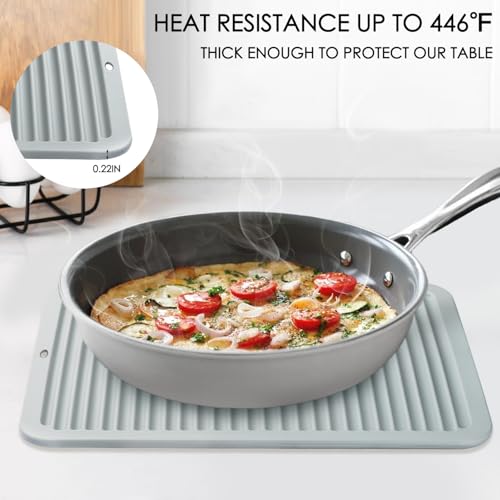 2 Pcs Gray Silicone Trivets 16"x12" Heat Resistant Trivets for Hot Pots and Pans Nonslip and Heat Resistant Hot Pads Silicone Square Trivet Mat Heat Resistant Mats for Countertop (2 Count)