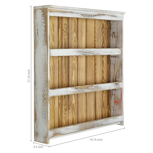 3 Tier Spice Rack Wall Mount Rustic Wood Kitchen Shelf