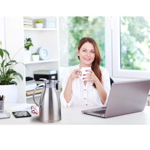 61oz Coffee Carafe Airpot Insulated Coffee Urn Stainless Steel Vacuum Thermal Pot Flask Dispenser for Coffee (Silver)