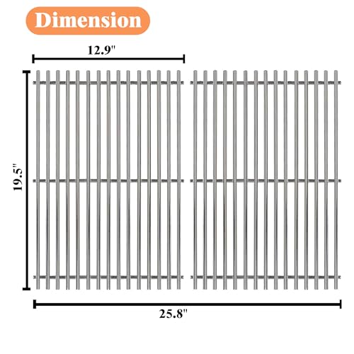 19.5" Stainless Steel Cooking Grates for Weber Genesis 300 Series (19.5"D x 25.5"W)