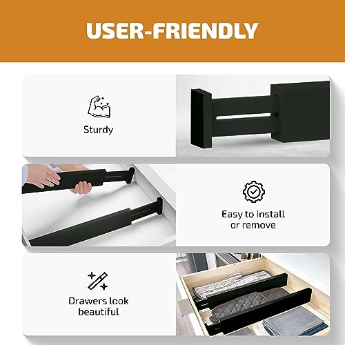 4 Pack Bamboo Drawer Dividers (Black / 2.6-Inch High (4-pk))