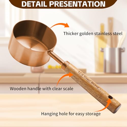 Copper Stainless Steel Measuring Cups and Spoons Set (8 Count)