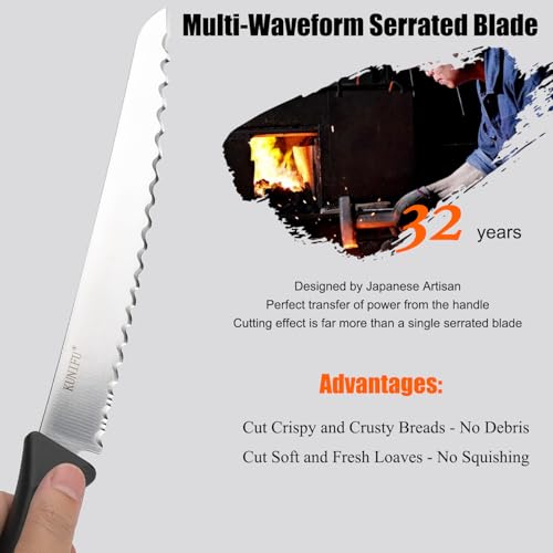Ultra Sharp High Carbon Stainless Steel Serrated Blades Bread Knife (Silver)