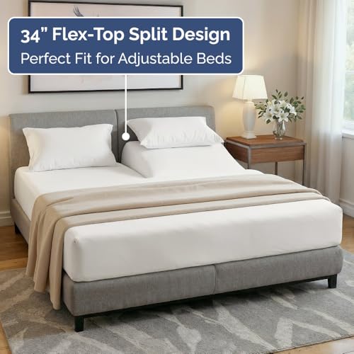 Flex Top Split Head King 4 Piece Sheet Set (02 - Antique White / Split Head/Flex Top)