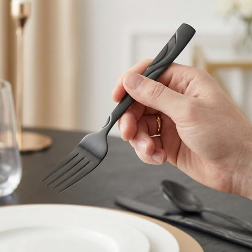 60 Piece Black Flatware Set for 12 (Black / 60-Piece)
