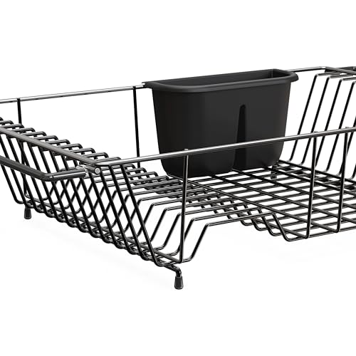 Large Stainless Over Sink Counter Dish Drainer Rack (Large / Black)