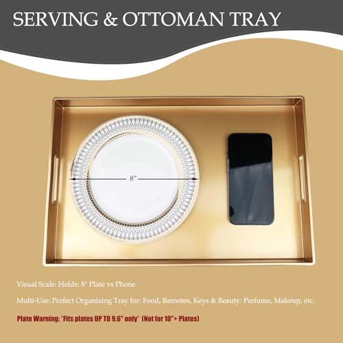 Gold Decorative Serving Tray with Handles (Gold)