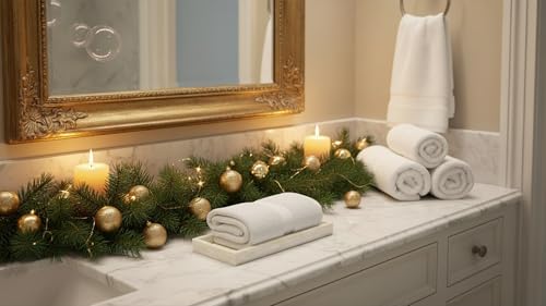 Set of 2 Mother of Pearl Bathroom Tray for Counter (White Tile)