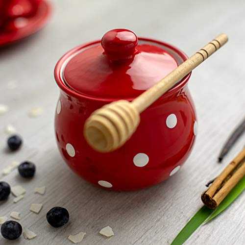 Ceramic Sugar Bowl with Lid (Red)