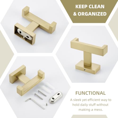 Double Towel Hook Brushed Gold (1 Pack / Brushed Gold)