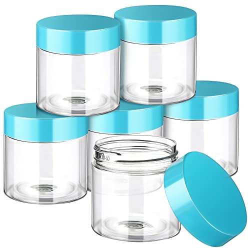 6 Pack 2 oz Plastic Jars Containers with Lids Wide (6 Count)
