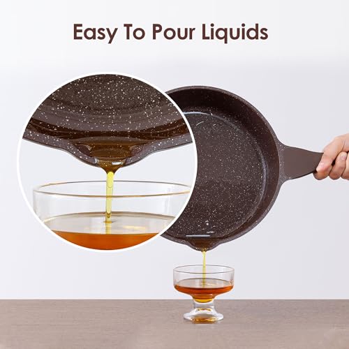 16Pcs Pots and Pans Set Non Stick (Toffee Brown)