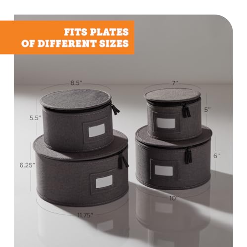 4 Piece Quilted China Plate Storage Set (Gray / 4 Piece Quilted Set for Plates)