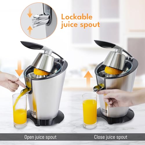 Stainless Steel Electric Orange Juicer 200W I Incl. Stainless Steel Cone & BPA