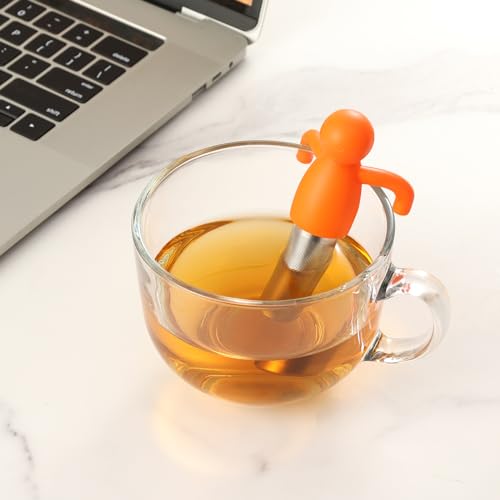 Fine Mesh Tea Infuser for Loose Leaf Cute Tea Steeper (Orange)