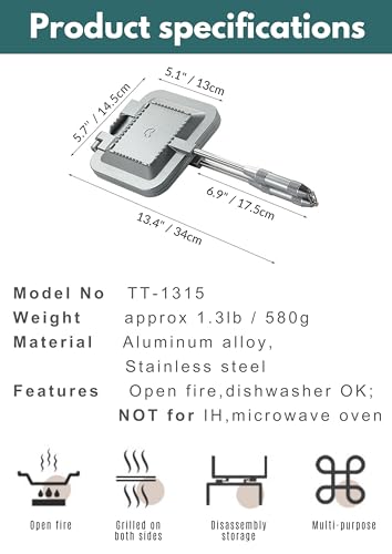 Sandwich Maker Hot Sand Single Burner Gas Fire Open Fire Compact Aluminum TT (Silver)