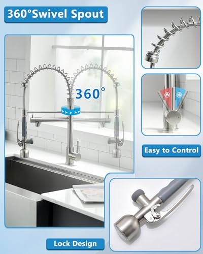 Commercial Pull Down Sprayer Brushed Nickel Kitchen Faucet (Brushed Nickel)