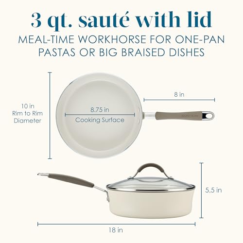 Cucina Ceramic Nonstick Saute Pan with Lid (Saute Pan (10") / Almond)