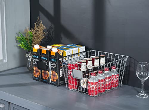 4 Pack【Large】 Wire Handmade Storage Basket for Organizing Household Goods (Medium Black)