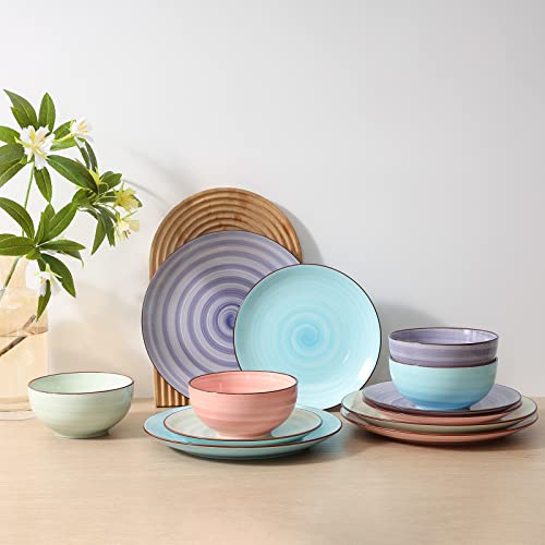 Ceramic Dinnerware Sets (Gradient Color / 12 Pieces)