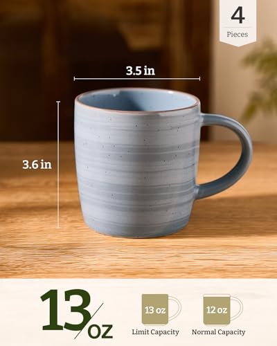 Coffee Mugs Set of 4 (Meteor-Blue Gray / 4 Count (Pack of 1))