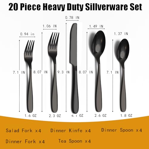 20 Piece Black Silverware Set (Black / 20 Piece)