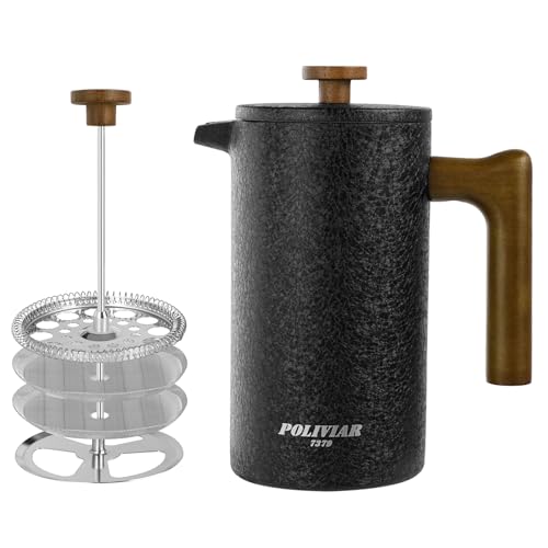 POLIVIAR French Press Coffee Maker (Crack Black)