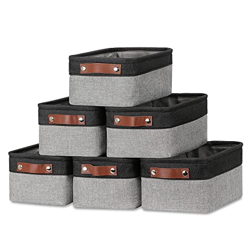 Small Storage Baskets for Shelves (Black&Grey / XS-12"x8"x5")