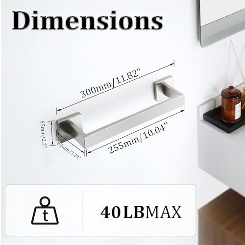 Towel Bar Towel Racks for Bathroom Wall Mount 12 Inch (Single 12 Inch / Brushed Nickel)