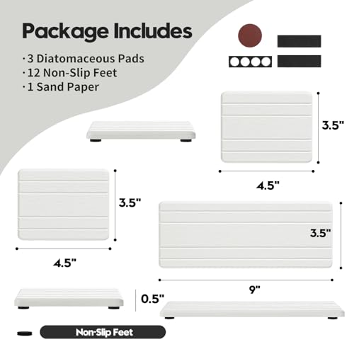 3 Pack Stone Drying Tray (3 Pcs - White - 1pc of 9"x 3.5" and 2pcs of 4.5"x 3.5")