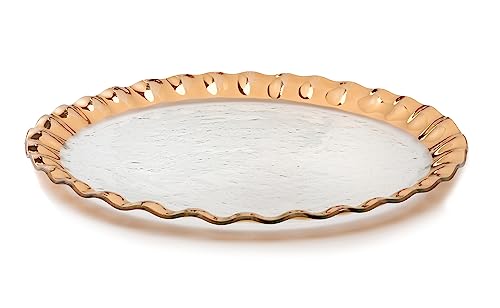 Ruffle 20 Inch Giant Round Platter with 24k Gold (Giant Round Platter)