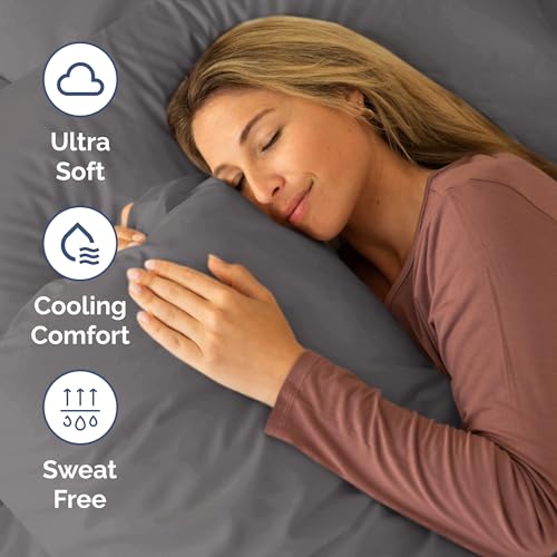 Short Queen Size 4 Piece Bed Sheet Set (06 - Dark Grey / Short Queen)