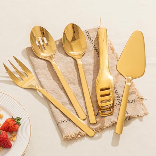 18 10 Large Hostess Gold Serving Utensils (5 / Gold)