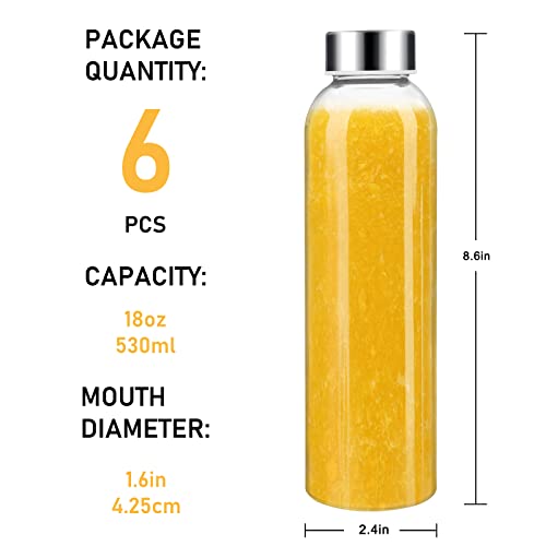 18oz Glass Water Bottle Set of 6 (Clear-6set/18oz / 18oz)