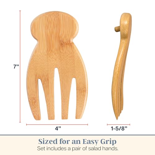 Salad Hands Wood Salad Tongs Alternative for Serving (Bamboo)