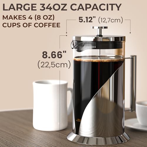 French Press Coffee Maker (Silver)