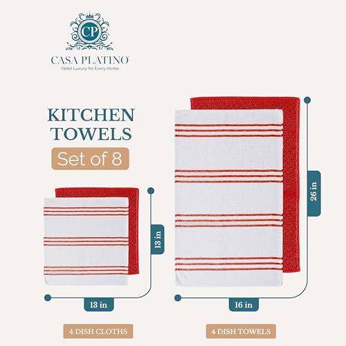 Kitchen Towel Set 8 Pc (Terry - Red / Kitchen Towel Set - 8 Pack)