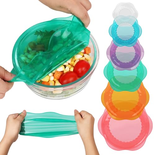 Silicone Stretch Lids for Food Storage in Fridge (6 Pcs Colorful)