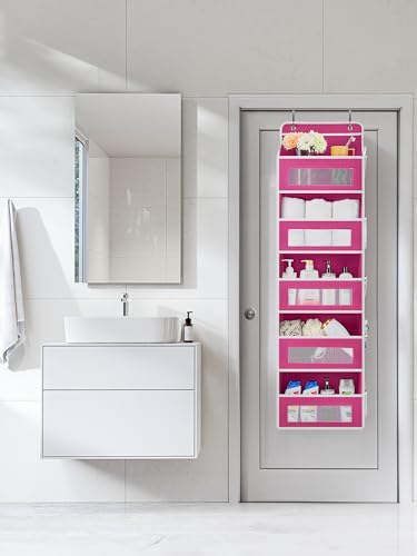 Over the Door Organizer for Bathroom (Rose Pink / 2 Pack (Standard))