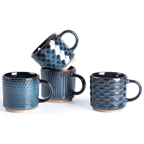 6 OZ Stackable Coffee Mugs Set of 4 (Deep Sea / 6 Ounces)