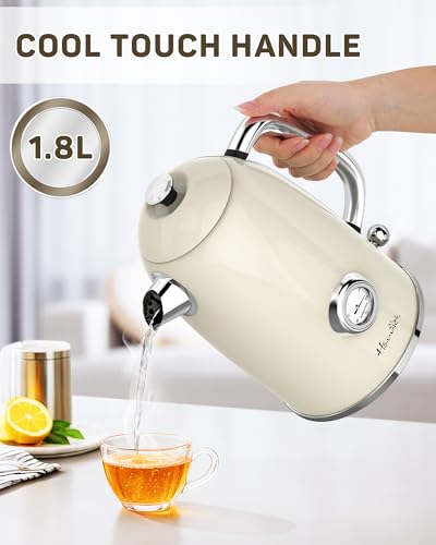 61oz Electric Kettle with Thermometer (Beige White)