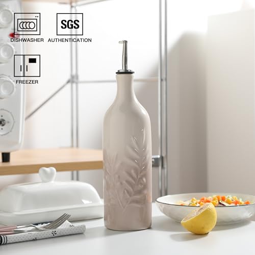 Sweejar Ceramic Olive Oil Dispenser Bottle (Gradient FogGray / 24 oz, Set of 1)
