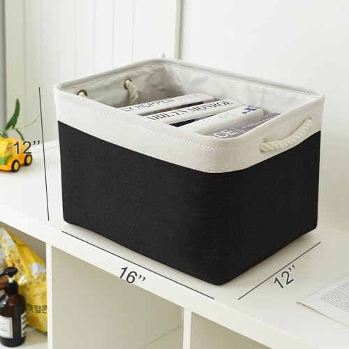 Storage Basket for Gifts Empty (White & Black / 3PCS/Large Cube - 16L×12W×12H)