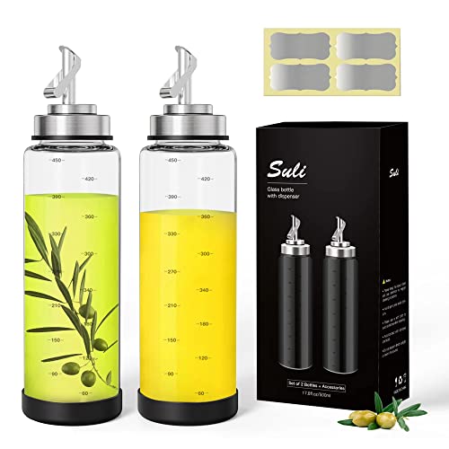 Glass Olive Oil Dispenser Bottle (Silver)