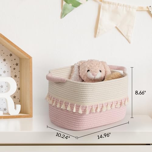 Storage Baskets 2 Packs (White & Pink / 2 Pack)