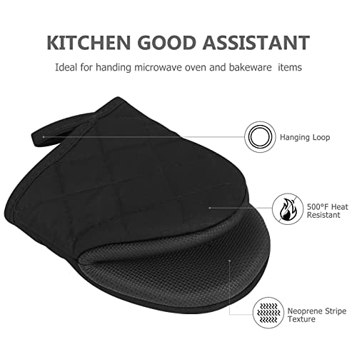1 Pair Short Oven Mitts (Black)